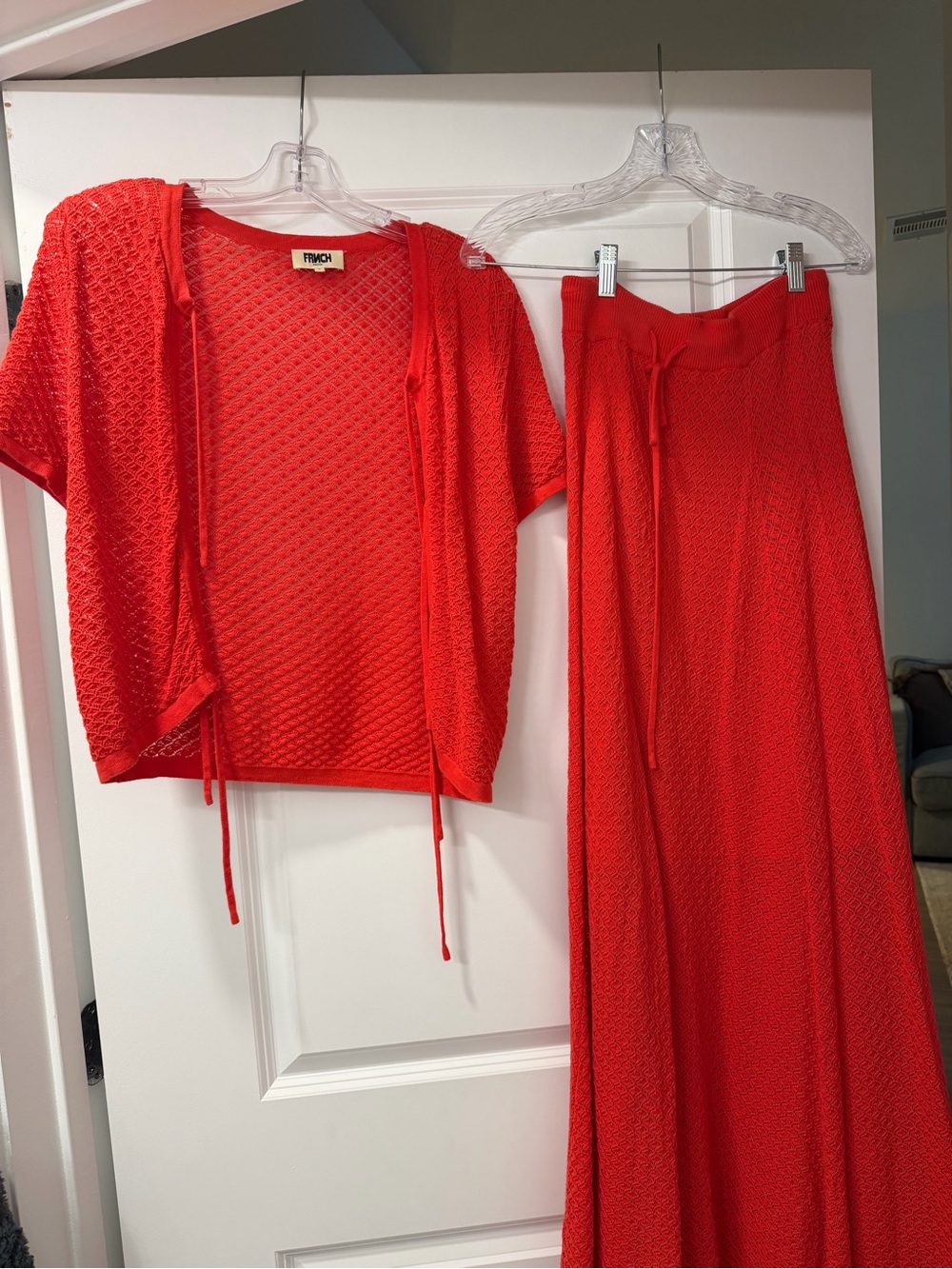 FRNCH Red Knit Top & Skirt Set